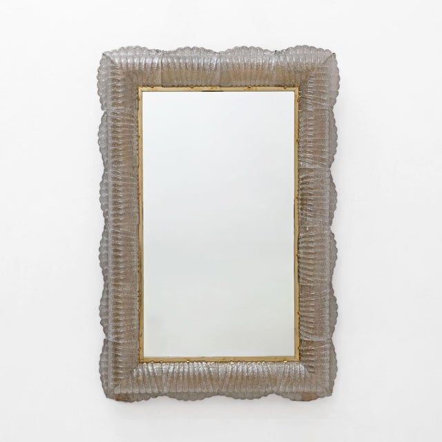 Mid-Century Modern Italian Sculptural Backlit Mirror in Murano Glass and Brass, 2000s For Sale - Image 11 of 11