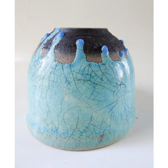 Ceramic Nancy Pawel Turquoise Raku Bowl For Sale - Image 7 of 9