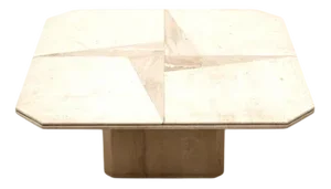 Vintage Square Travertine Coffee Table, 1980s