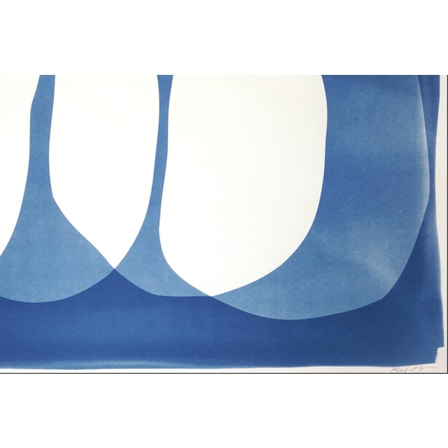 2026, Nine Lives, Minimalist Horizontal Diptych in Blue Tones, Circles Sequence, Monotype Cyanotype on Paper by Kind of Cyan For Sale - Image 9 of 10