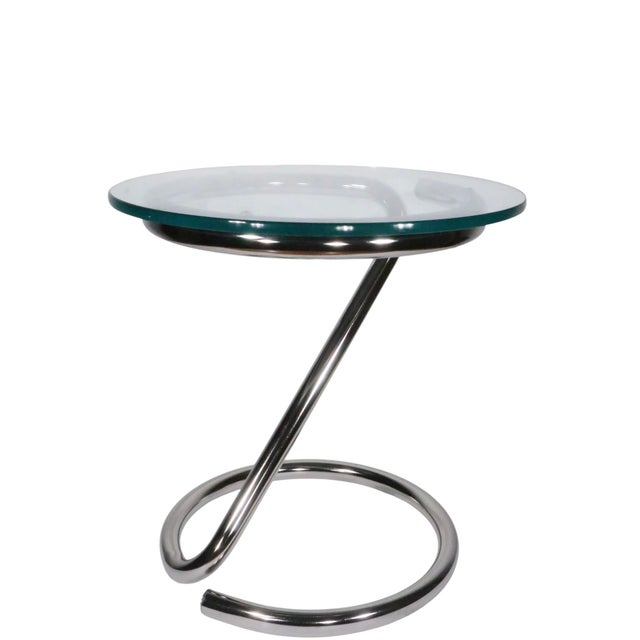 Mid Century Space Age Chrome Base Glass Top Table C. 1960/70's For Sale - Image 10 of 14
