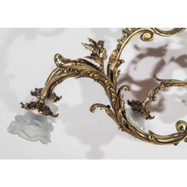 French Late 19th Century French Brass Eight-Arm Chandelier For Sale - Image 3 of 10