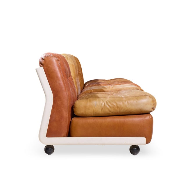 Brown Mario Bellini for B&b Italia Amanta Mid Century Leather and Fiberglass Sectional Sofa For Sale - Image 8 of 11