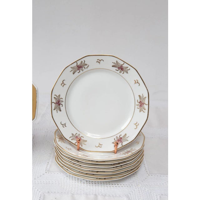 1930s Porcelain Dessert Service from Limoges, 1930s, Set of 9 For Sale - Image 5 of 8