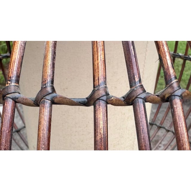 Mid-Century Modern Franco Albini Rattan Cage Pendant Chandelier With Interior Shade For Sale - Image 3 of 12