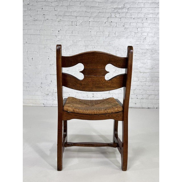 Dining Chairs in Wood and Braided Straw attributed to Guillerme et Chambron for Votre Maison, 1950s, Set of 4 For Sale - Image 6 of 10