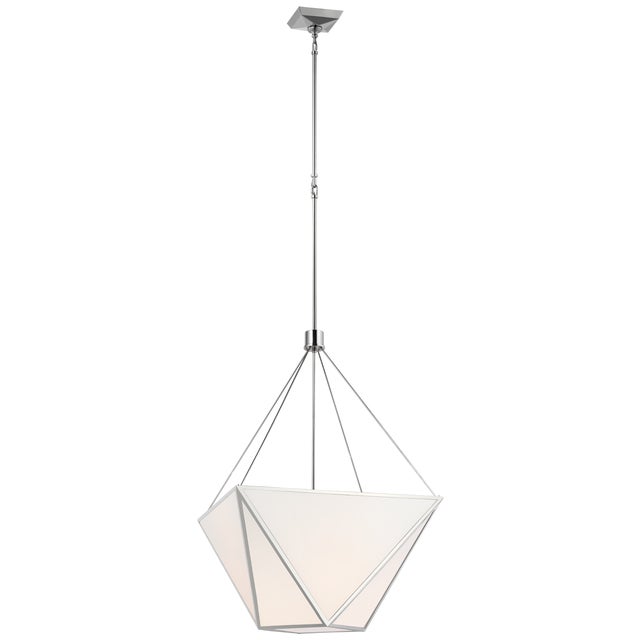 Lorino Large Lantern in Polished Nickel with White Glass Designer: Julie Neill Fixture Height: 34" Min. Custom Height:...
