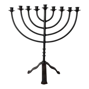 Mid 20th Century Large Hand Crafted Iron Menorah