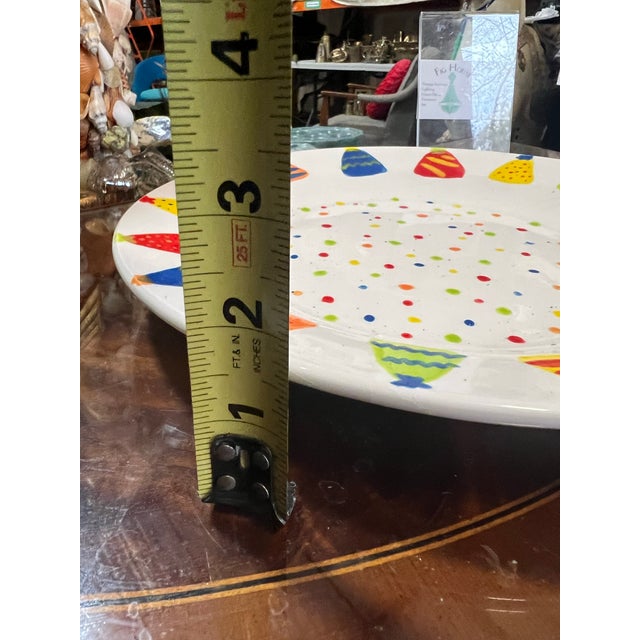 Shabby Chic Happiest of Birthdays Ceramic Dish With Birthday Hat Details For Sale - Image 3 of 6