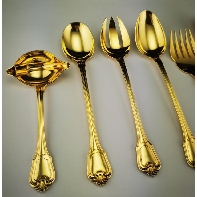 Vintage Solid Silver with Gold Finish Cutlery Set for 12 People from Christofle & Cardeilhac, 1950s, Set of 138 For Sale - Image 4 of 18