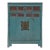 Chinese Vintage Carving Panel Tall Credenza Blue Storage Cabinet For Sale