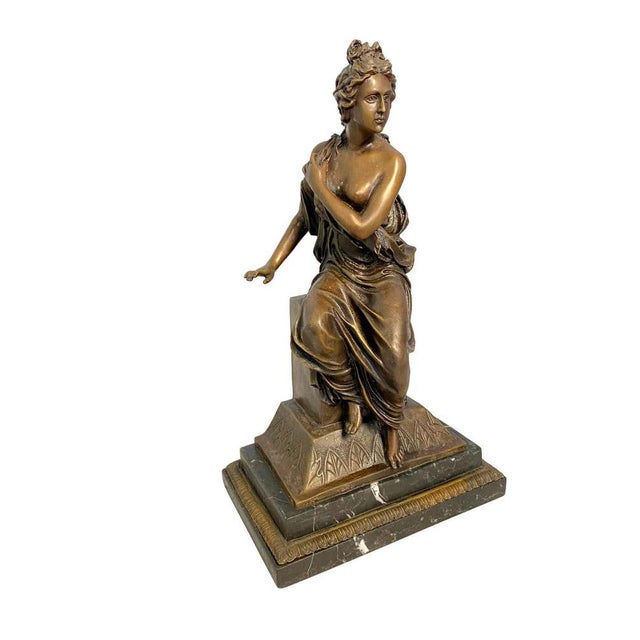 Neoclassical Style Bronze Lady on Detailed Plinth Base, 20th Century For Sale - Image 3 of 9