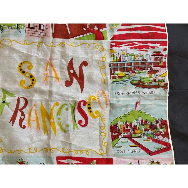 Carl Tait San Francisco Landmarks Vintage Silk Textile Panel For Sale - Image 4 of 10