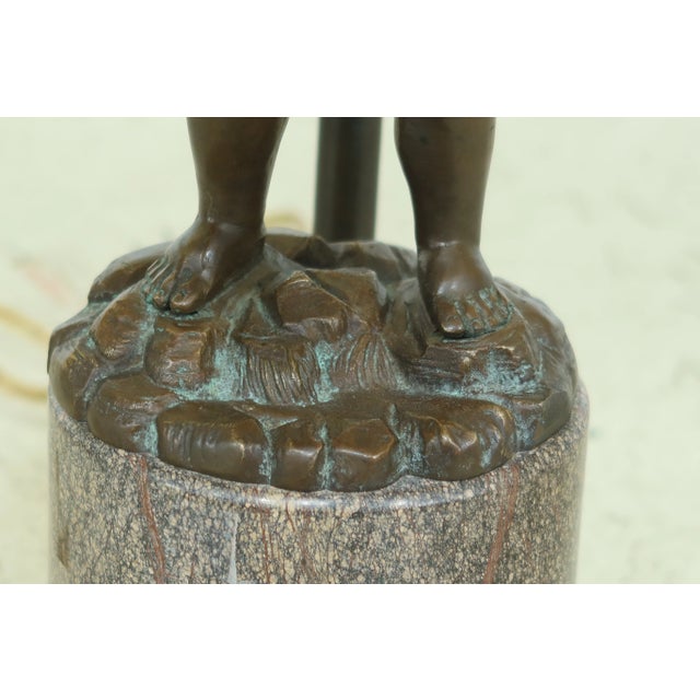 1990s 1990s Morgan Hill Bronze & Marble Classical Puti Table Lamps - a Pair For Sale - Image 5 of 13