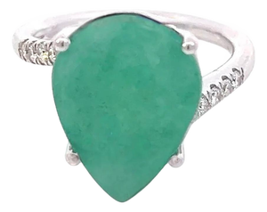 Natural Emerald Diamond Ring Size 7 14k White Gold 7.17 TCW Certified