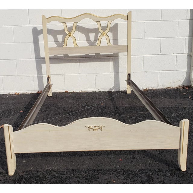 Mid-Century Modern Pair of Mid-Century French Country Twin Size Bedframes and Bedside Chest Set For Sale - Image 3 of 13