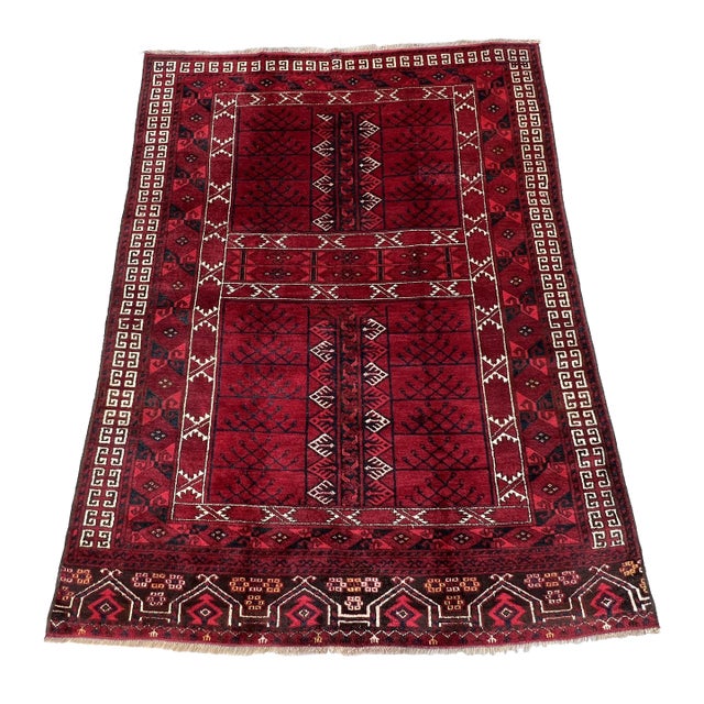 Antique Ersari Turkmen Hatchli Parda Yurt Door Hanging Rug - 6'8" X 4'11" For Sale