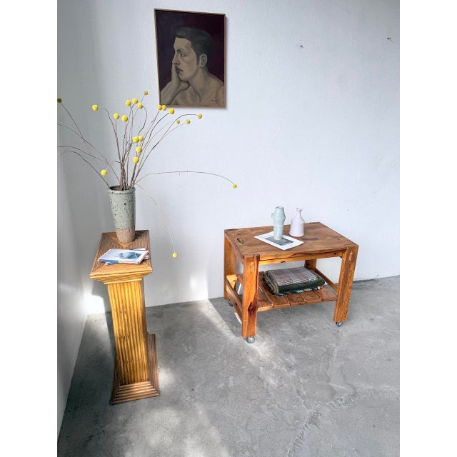 Wood Pine Serving Cart on Casters, 1980s For Sale - Image 7 of 18