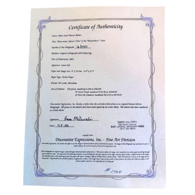 Wood 2003 Alvar Suñol Munoz-Ramos, Embossed Lithograph Signed/Numbered Print, 16/250, "Maternitat, Naturi 1 Pau" For Sale - Image 7 of 14