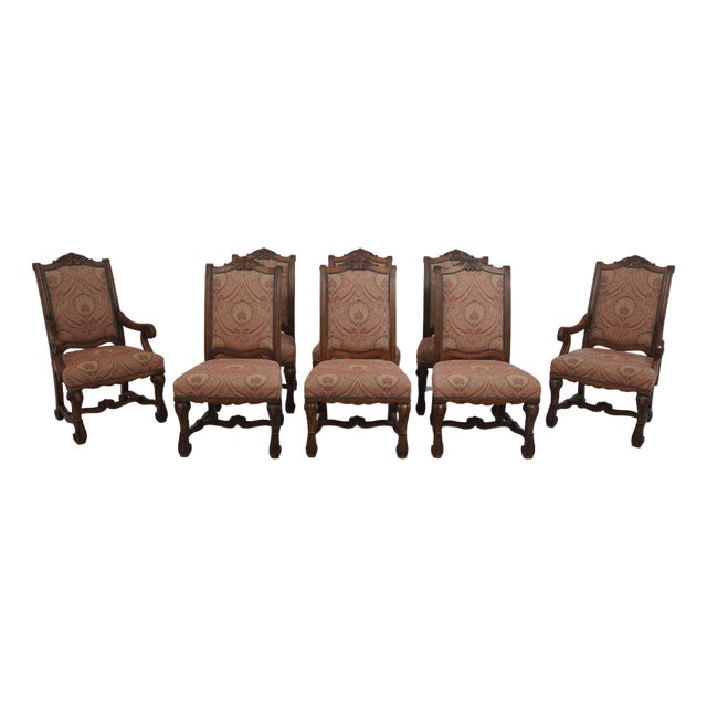 Set of 8 Henredon Continental Style Upholstered Dining Room Chairs For Sale