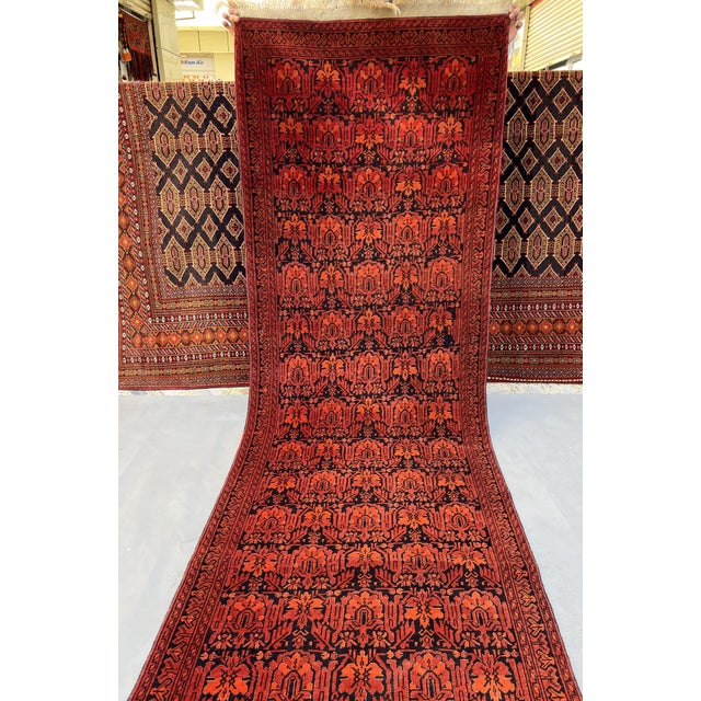 2000 - 2009 Vintage Afghan Mir Saraband Boteh Miri All-Over Hall Runner - 3'9" X 17'1" For Sale - Image 5 of 11