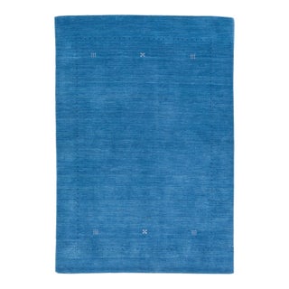 Blue Modern Gabbeh Minimalist Style Handmade Wool Rug For Sale