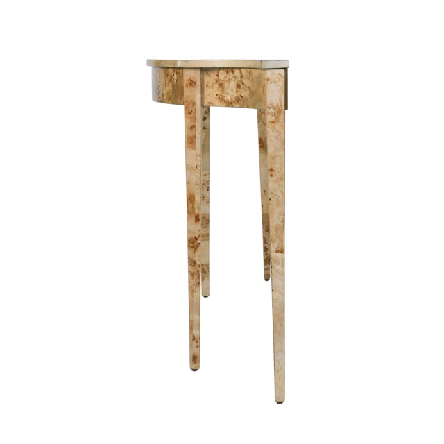 2020s Chester 54 in. W Demilune Wood Traditional Console Table, Light Brown Burl For Sale - Image 5 of 8