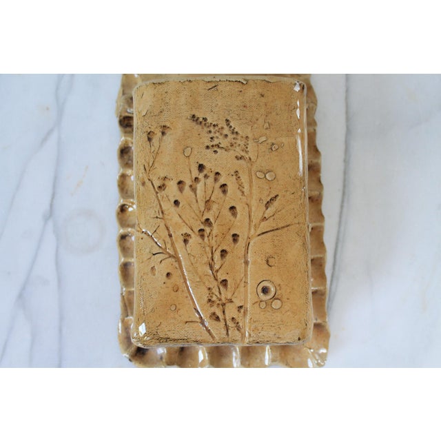 Contemporary Studio Art Pottery Wall Pocket W/ Floral Motif For Sale - Image 3 of 9