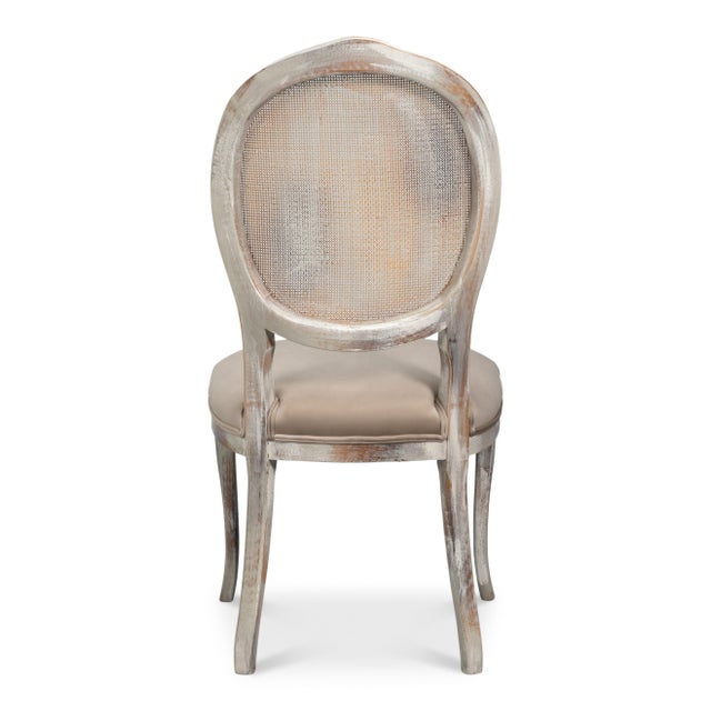 2020s Louis XV Cane Back Dining Chairs in Gray with Taupe Seats, Sets of 2 For Sale - Image 5 of 11
