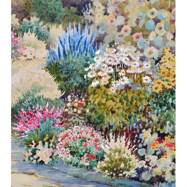 Mid Century Landscape -- In the Garden by Stanley Burchett For Sale - Image 4 of 7