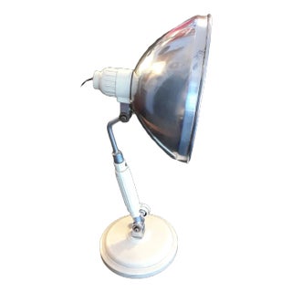 German Art Deco Adjustable Desk Lamp with Cream Bakelite Base, Nickel-Plated Mount & Aluminum Shade from Junolux, 1930s For Sale