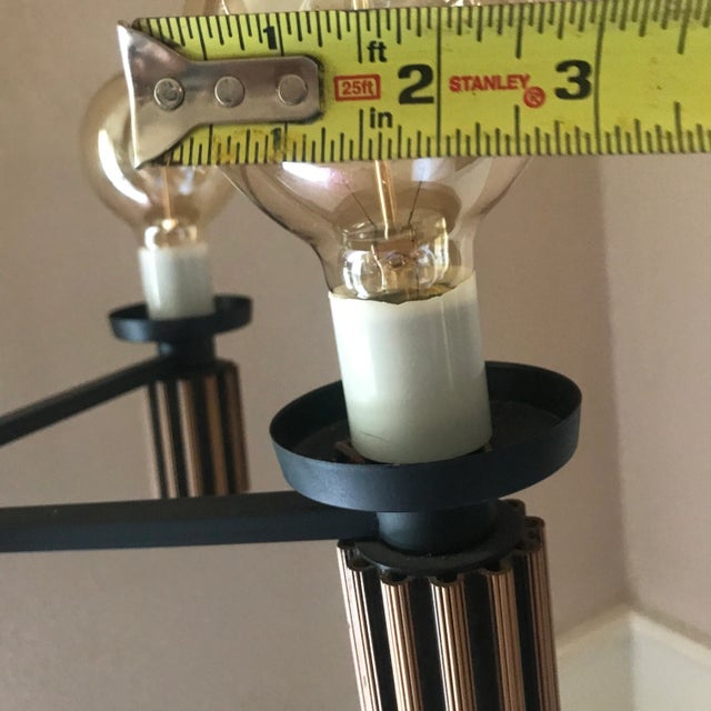 Mid Century Modern Contemporary Chandelier With Five Amber Lights For Sale - Image 6 of 9