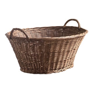 Vintage European Style Laundry Basket For Sale