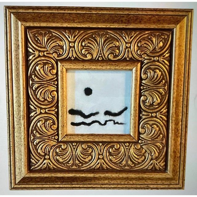 2020s Contemporary Original Abstract Black Ink Painting Chunky Gold Frame For Sale - Image 5 of 5