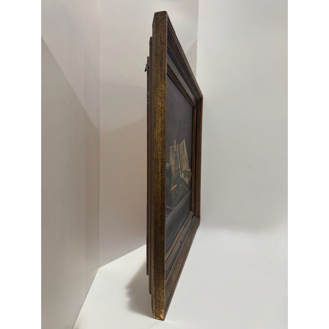 Dark Green Rino Pianetti Signed Original Oil Painting Musical Still Life Books Sheet Music Framed For Sale - Image 8 of 9