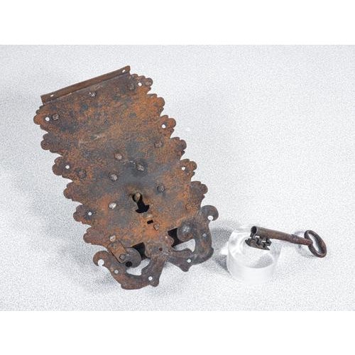 Ancient Lock with Iron Key, 1800s For Sale - Image 11 of 18