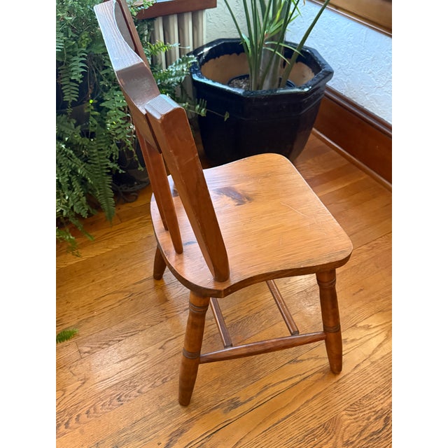 Mid 20th Century Vintage Arts and Crafts Style Wooden Spindle Back Side Chair For Sale - Image 5 of 12