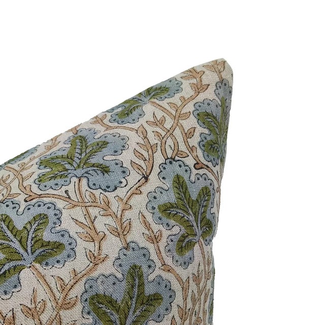 Block Print Pure Linen Throw Pillow Cover 16x16 Inch - Pushp Samhita For Sale - Image 4 of 6