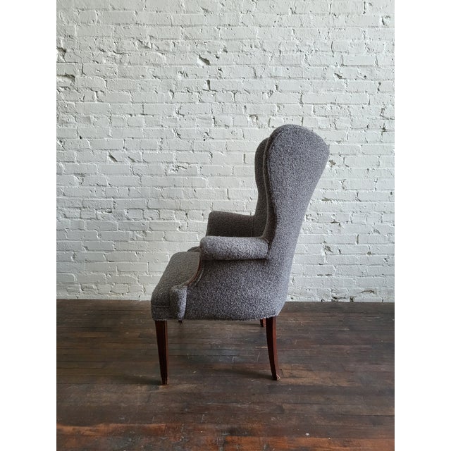 1940s Butterfly Wingback Armchair in Gray Bouclé For Sale In Raleigh - Image 6 of 16