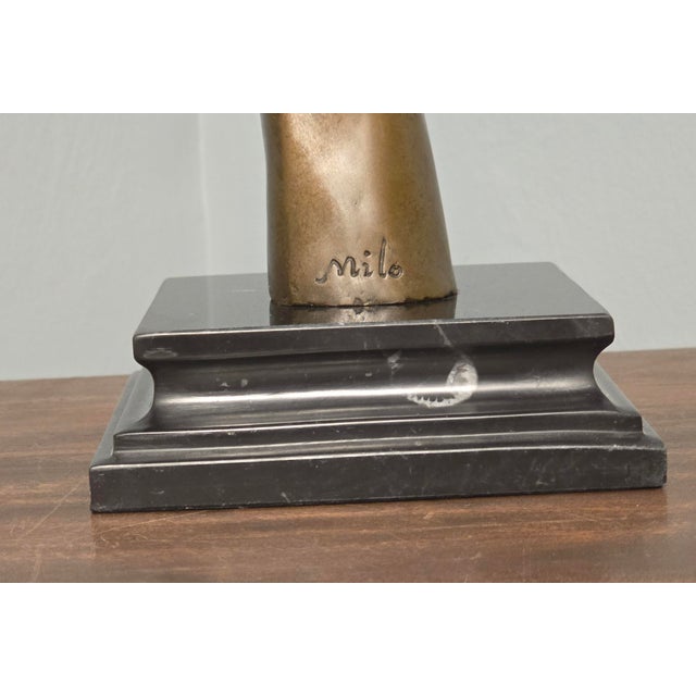 Late 20th Century Signed Solid Bronze Surrealist Hand and Face Sculpture For Sale - Image 10 of 10