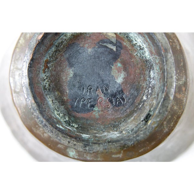 18th Century Antique Persian Copper Bowl With Engravings For Sale - Image 6 of 9