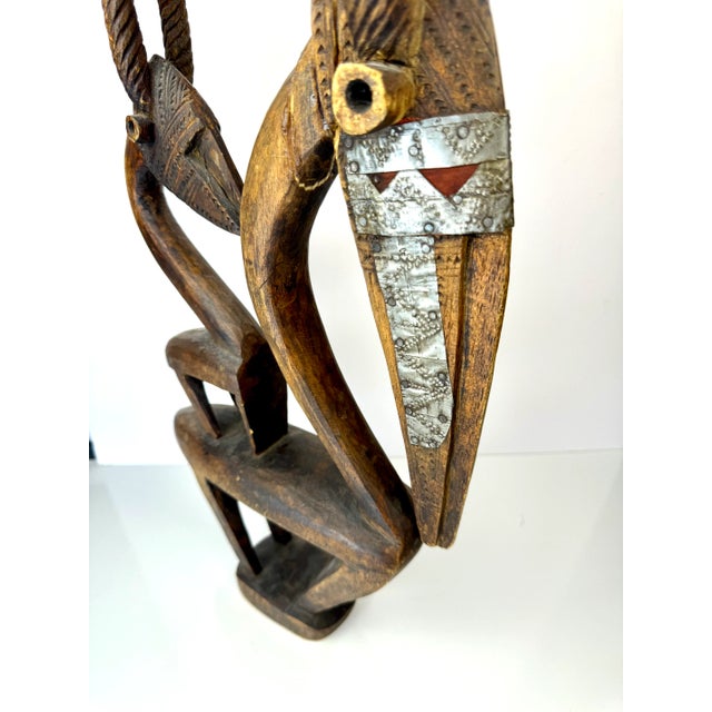 1980s Vintage West African Art Wood Hand Carved Sculpture For Sale - Image 12 of 12