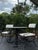 Mid-Century Modern Maison Jansen–Style Vintage Iron & Brass Bistro Set With Marble Top For Sale - Image 3 of 7