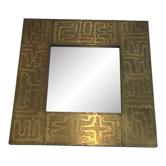 Design Brass Mirror, French, Circa 1970 For Sale
