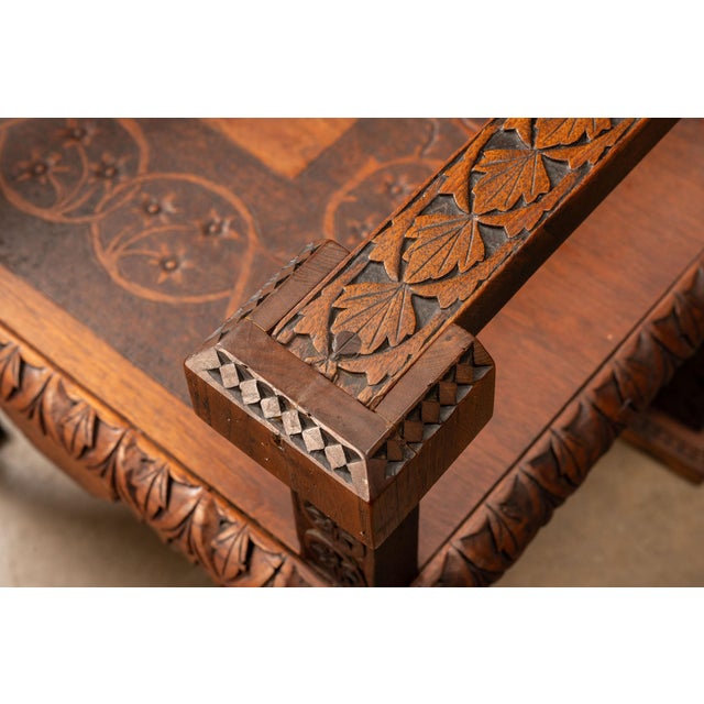 Brown 1880 Victorian Carved Mahogany Open-Back Monogram Armchair For Sale - Image 8 of 15