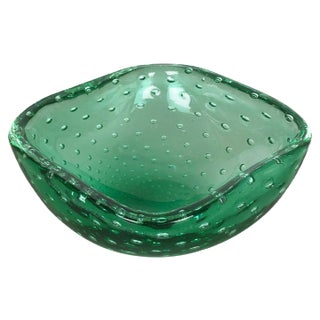 Green Murano Glass Bullicante Ashtray, Italy, 1970s For Sale