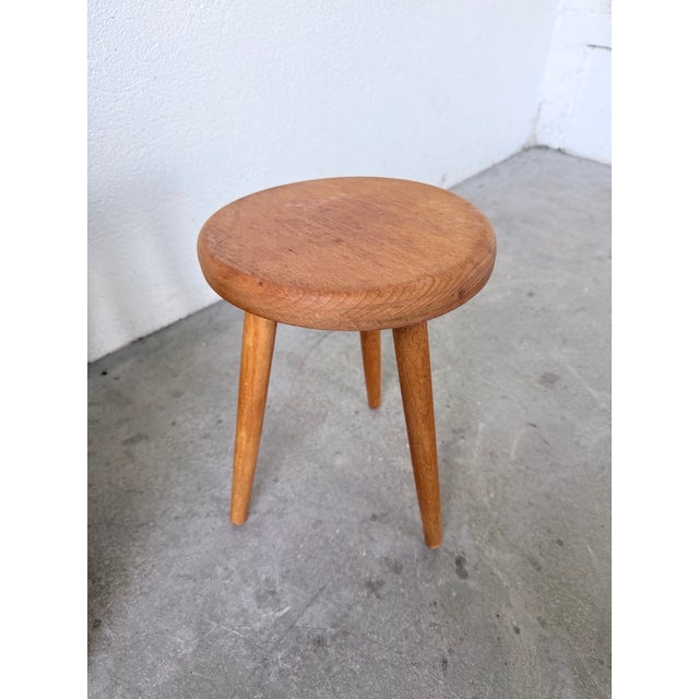 Wood Golden Oak Tripod Stool, 1960s For Sale - Image 7 of 15