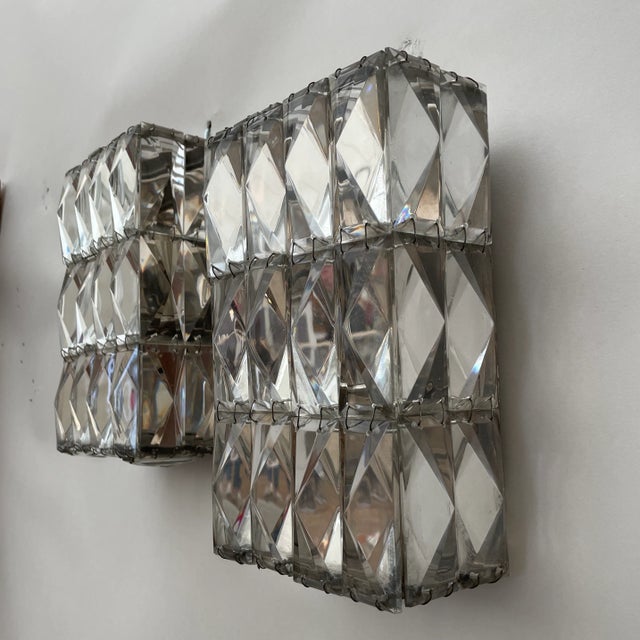 1960s Austrian Faceted Crystal Sconces - a Pair For Sale - Image 10 of 10