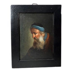 Antique 18th Century Johann Andreas Herrlein Mini Oil Painting Portrait on Board