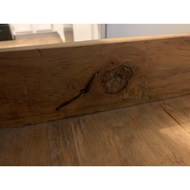 Vintage Mexican Rustic Pine Side Table Nightstand Wrought Iron Base Brutalist For Sale - Image 4 of 11